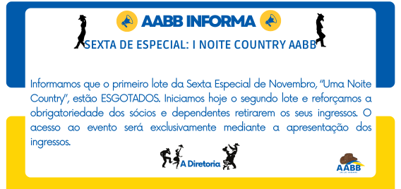 Sexta Especial de Novembro: 1° Lote esgotado