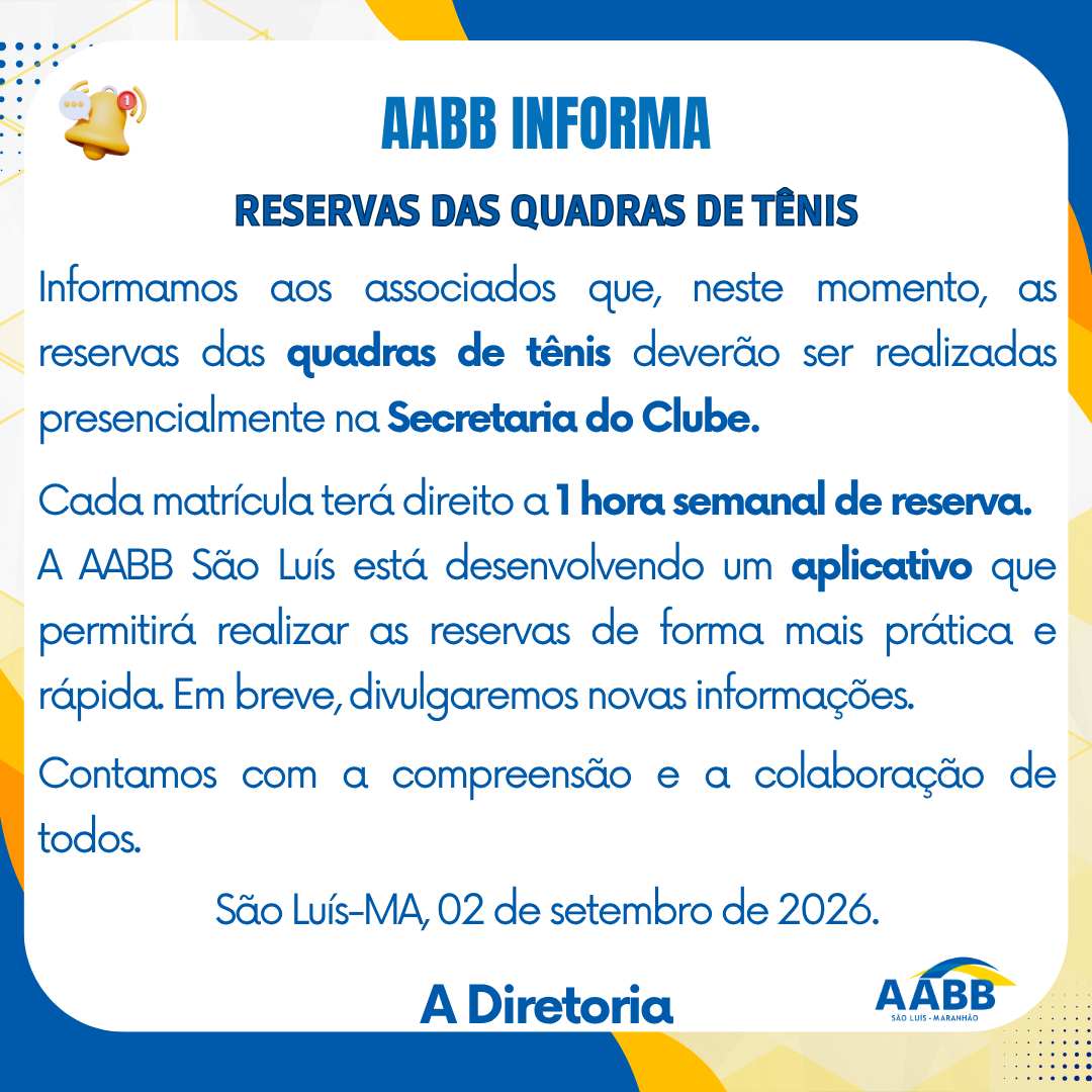 Reservas das Quadras de tênis