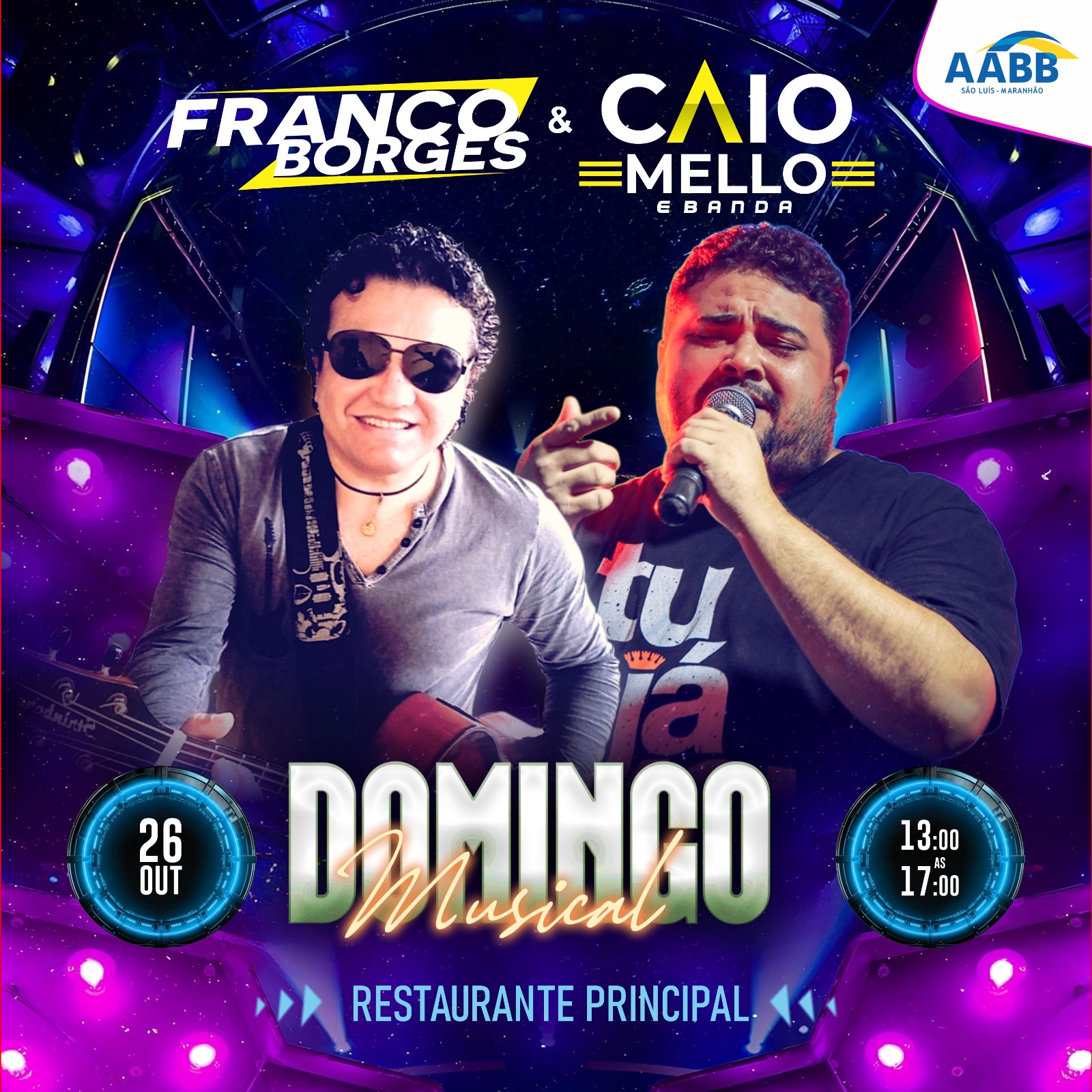 🎶 Franco Borges e Caio Mello em nosso último Domingo Musical de outubro🎶